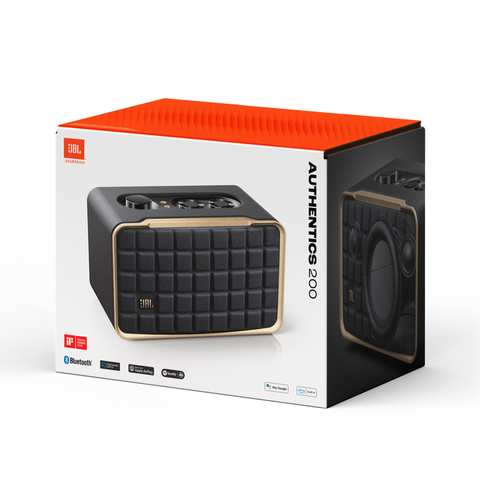 JBL Authentics 200 - Black - Smart home speaker with Wi-Fi, Bluetooth and Voice Assistants with retro design - Detailshot 8 image number null