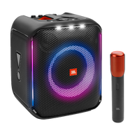 JBL PartyBox Encore - Black - Portable party speaker with 100W powerful sound, built-in dynamic light show, included digital wireless mics, and splash proof design. - Hero