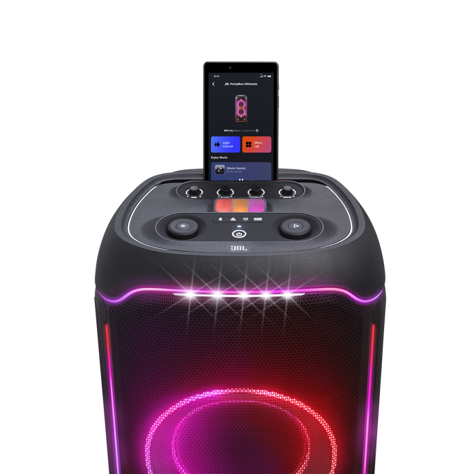 JBL PartyBox Ultimate - Black - Massive party speaker with powerful sound, multi-dimensional lightshow, and splashproof design. - Detailshot 2 image number null