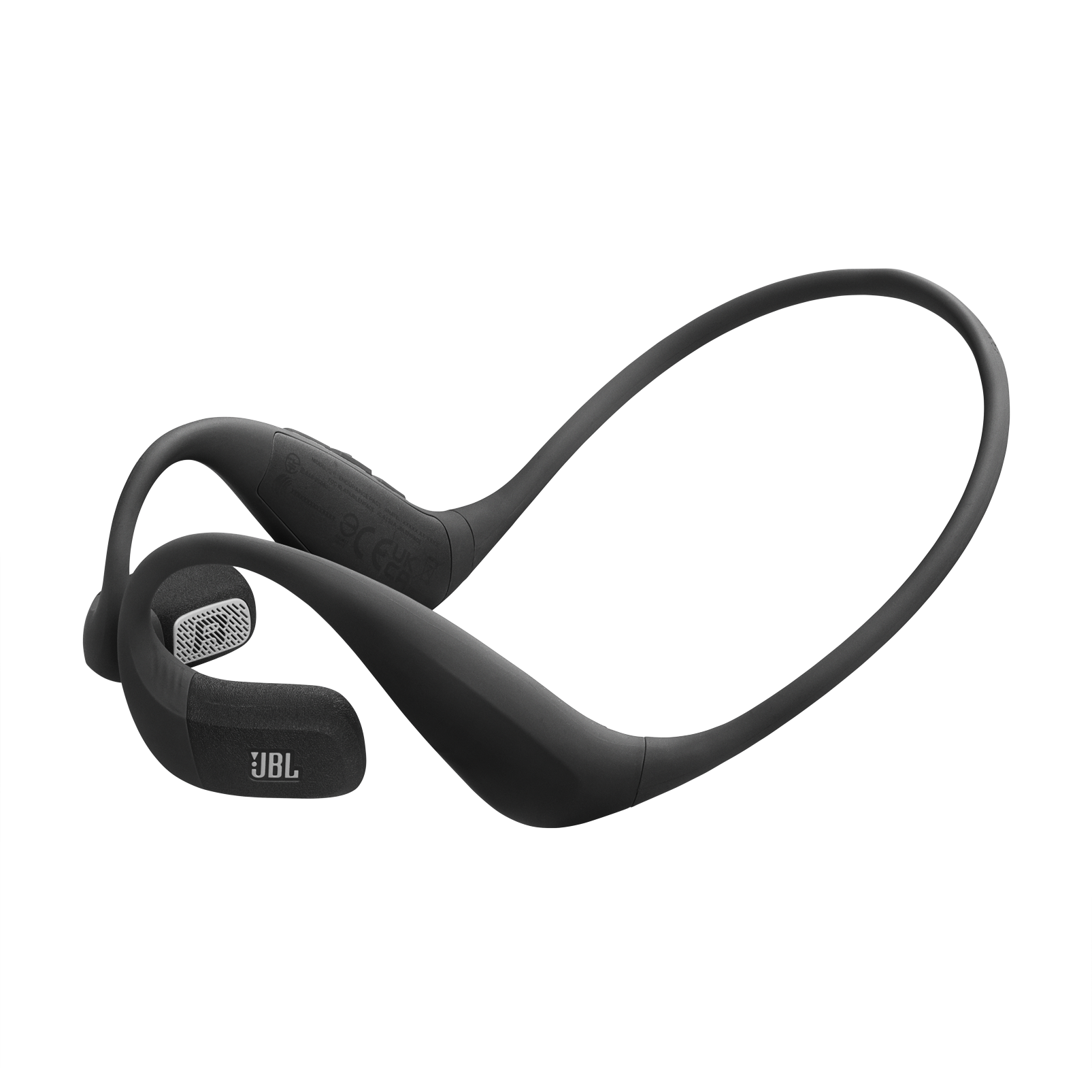 JBL Endurance Pace open-ear sportoordopjes met Bluetooth, 10 uur batterijduur, lichtgewicht titanium memory wire nekband, IP68 water- en stofdicht, JBL OpenSound-technologie, zwart/grijs