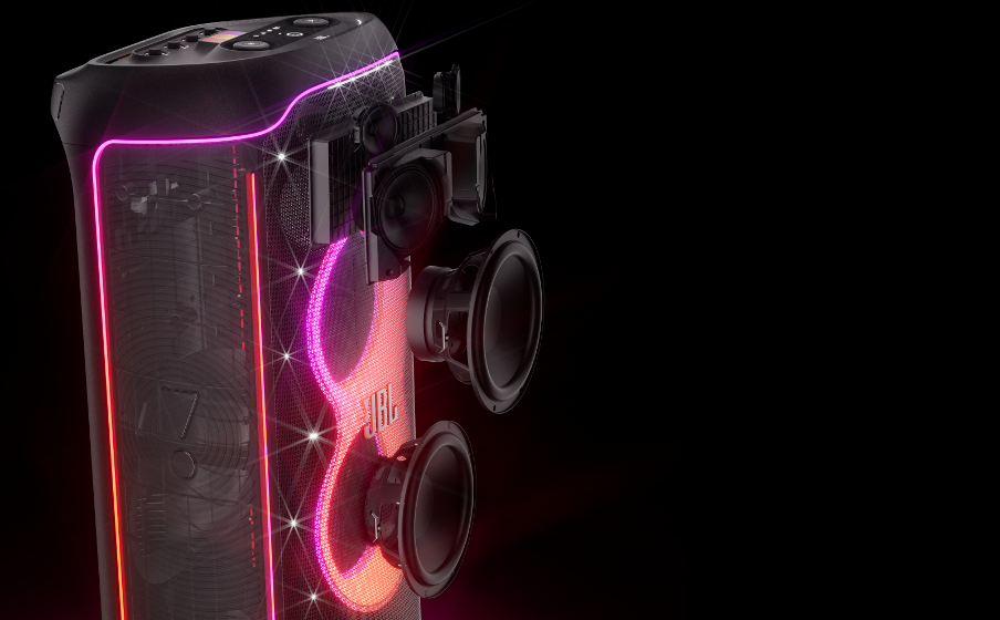 JBL PartyBox Ultimate  Imposante enceinte pour de soirée, avec un son  puissant, un jeu de lumière multidimensionnel et un design résistant aux  éclaboussures.