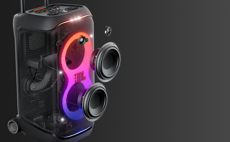 JBL PartyBox Stage 320 | Enceinte de soirée portable à roulettes