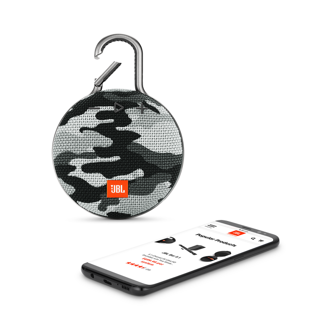 JBL Clip 3 - Black/White Camouflage - Portable Bluetooth® speaker - Detailshot 1 image number null