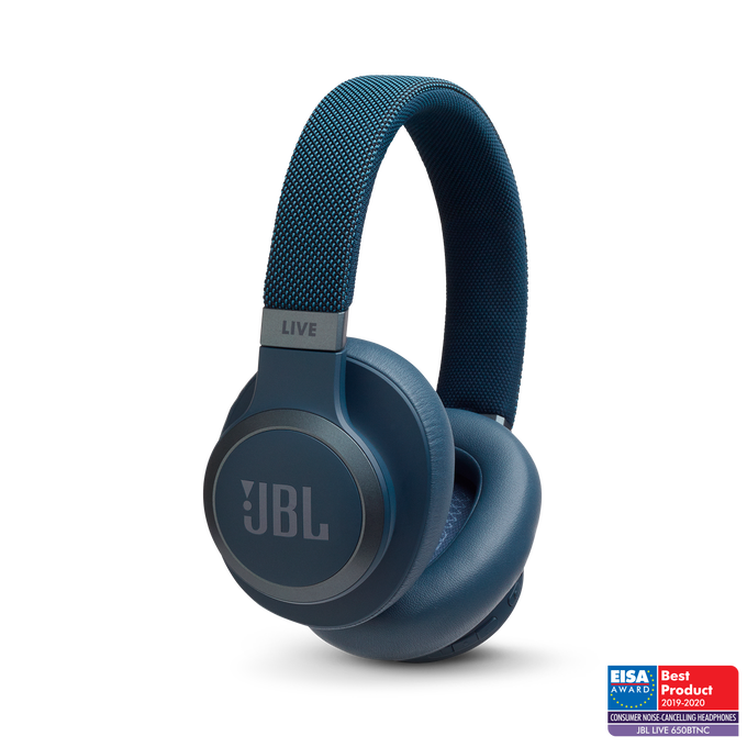 JBL Live 650BTNC - Blue - Wireless Over-Ear Noise-Cancelling Headphones - Hero image number null