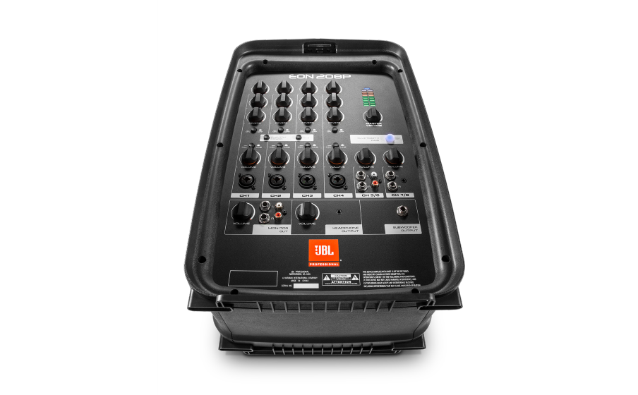 JBL EON208P Mélangeur 8 canaux intégré avec entrées micros, guitares et sources de niveau ligne. - Image