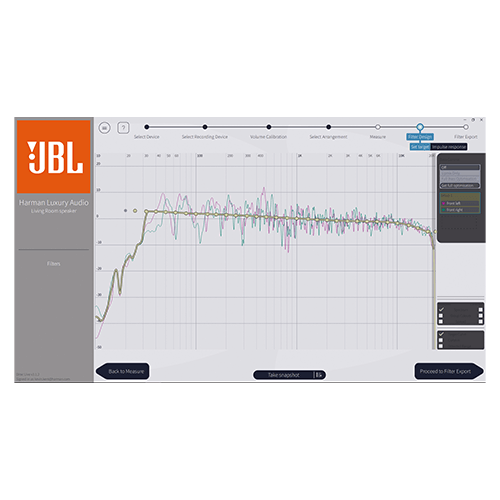 JBL SA750 DIRAC Live pour affiner la sortie des haut-parleurs et des caissons de graves dans l’espace d’écoute (microphone de calibrage inclus). - Image